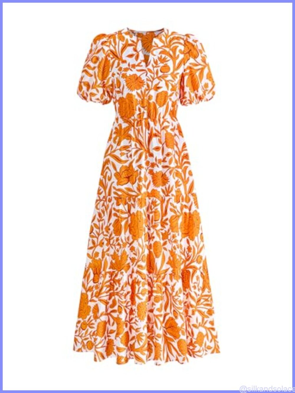 Women's Boho Floral Maxi Dress V-Neck Puff Sleeve Tiered Ruffle A-Line Casual